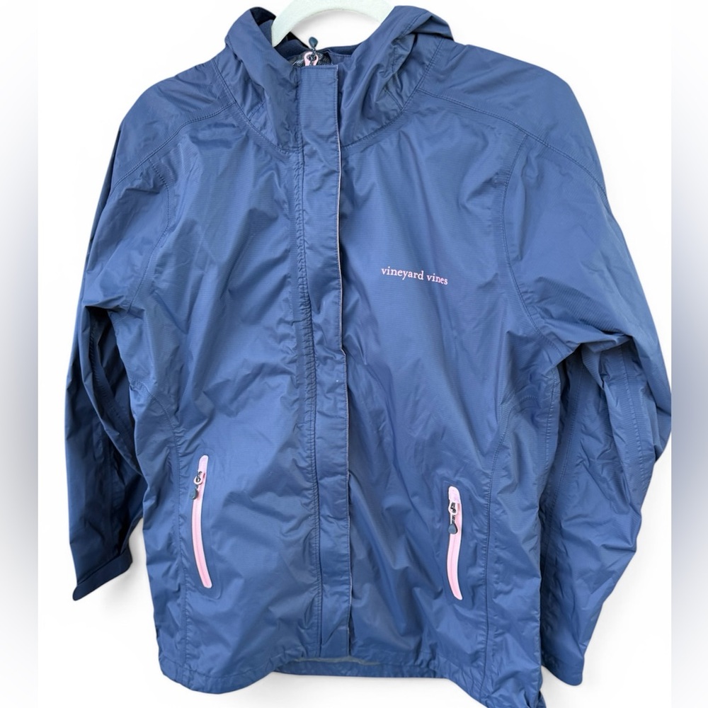 Vineyard Vines Womens' Navy Windbreaker with Pink Zipper Accents